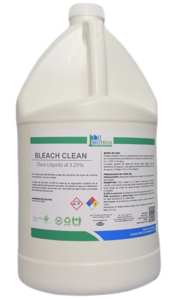 bleach clean desinfectante Germicida Hipoclorito de Sodio
